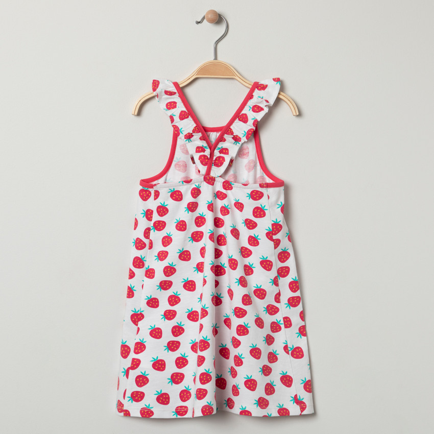 Vestido impreso con tirantes con volante para bebé niña 