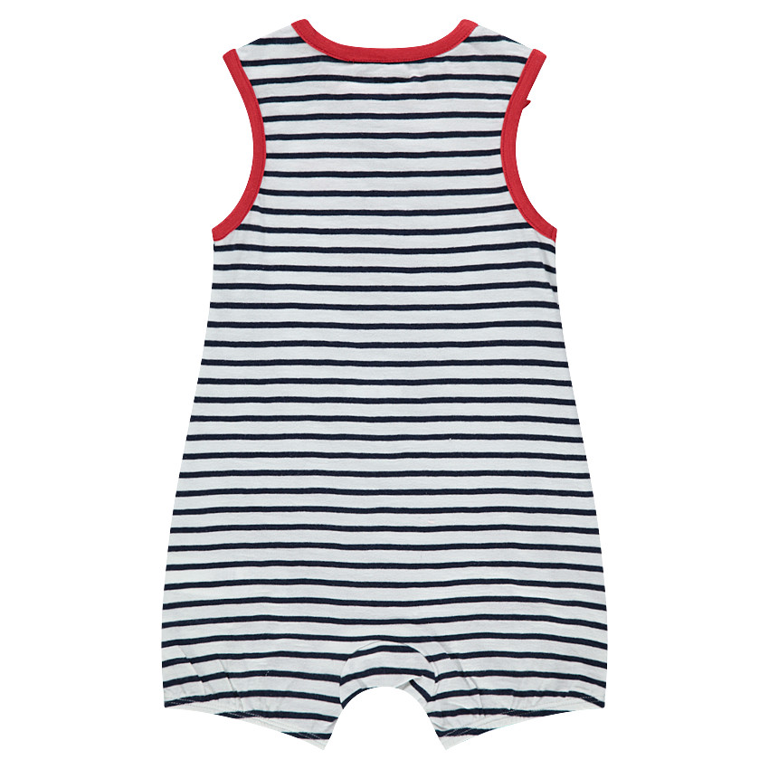 Mono corto con volante en el cuello y lazo rojo 