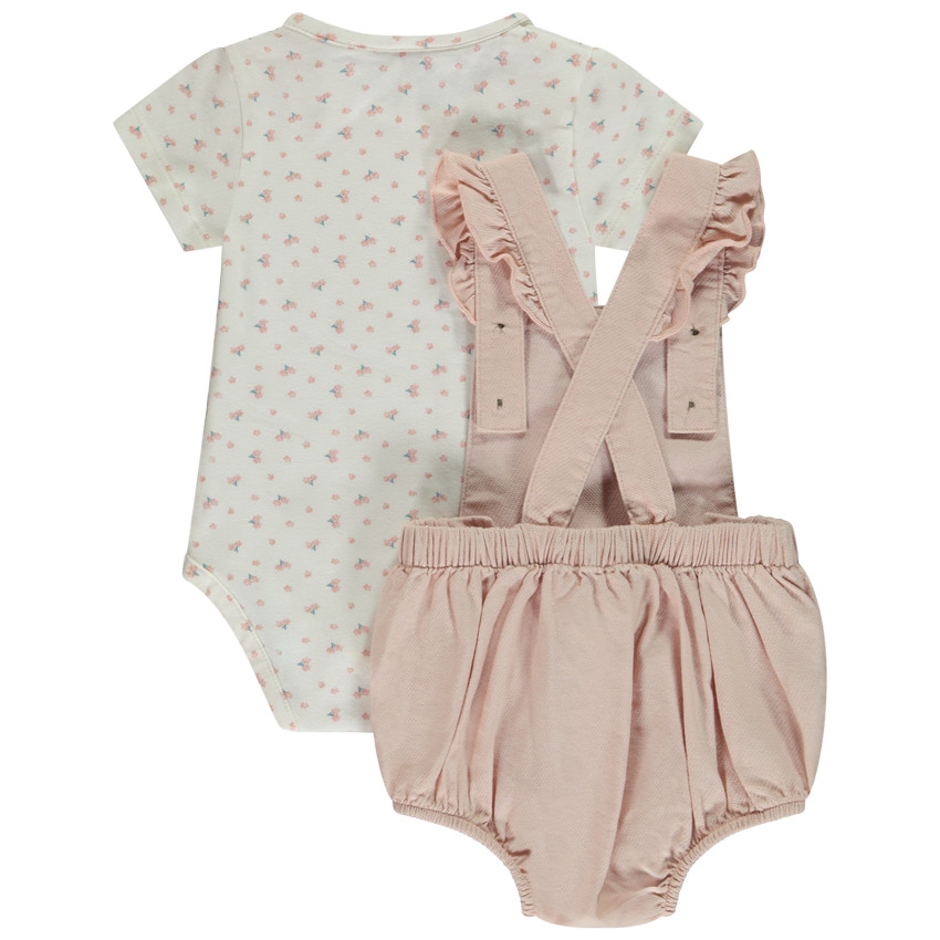 Conjunto 2 piezas con pelele bordado para bebé niña 