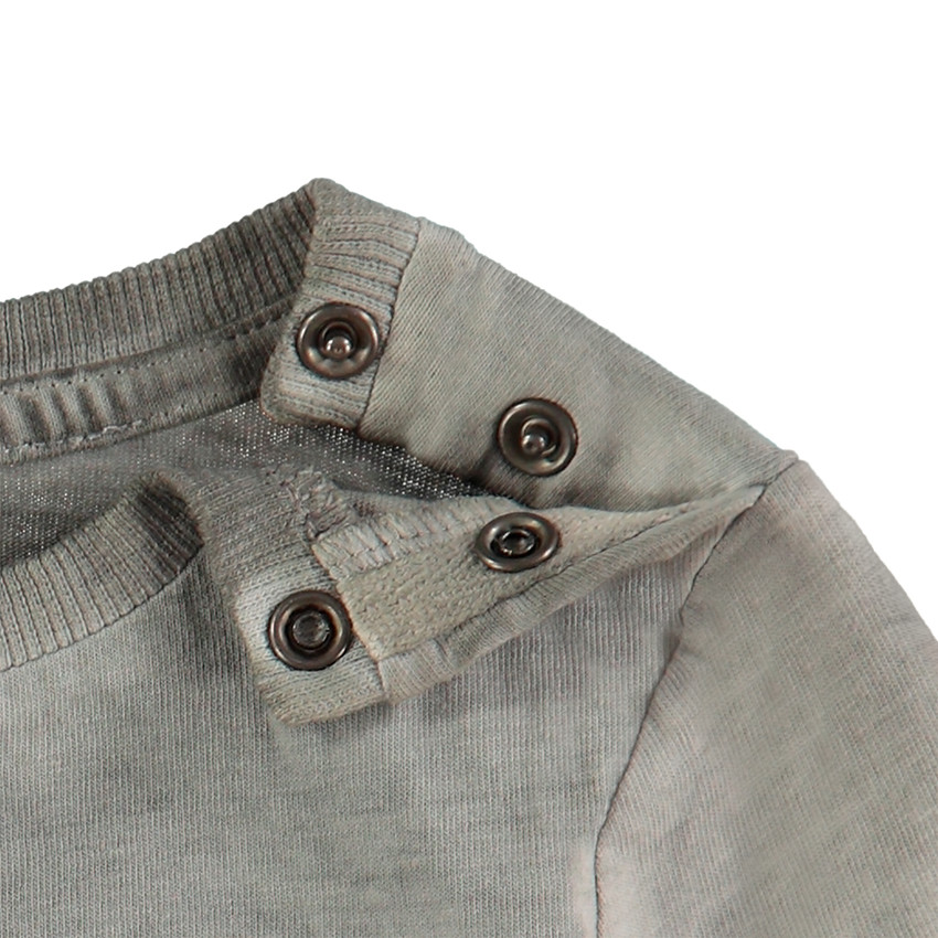 Camiseta de punto de manga larga teñida con zorro estampado 