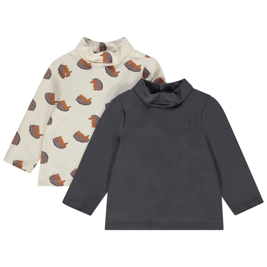 Pack de 2 camisetas interiores de cuello vuelto de punto para beb