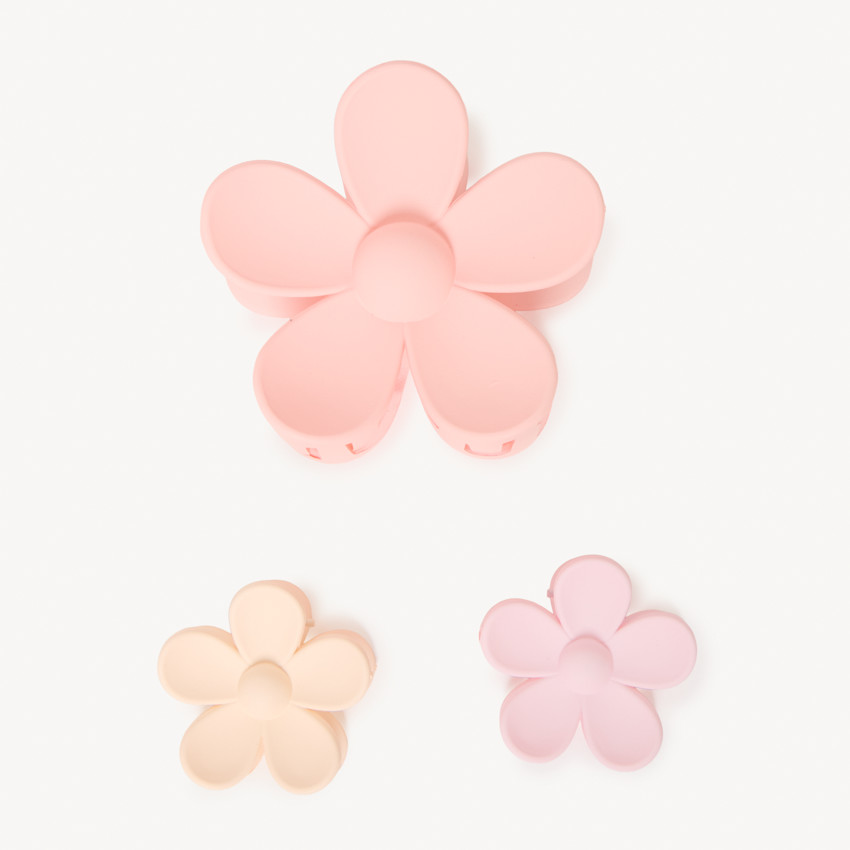 Lote de 3 horquillas con forma de flor para niña. 