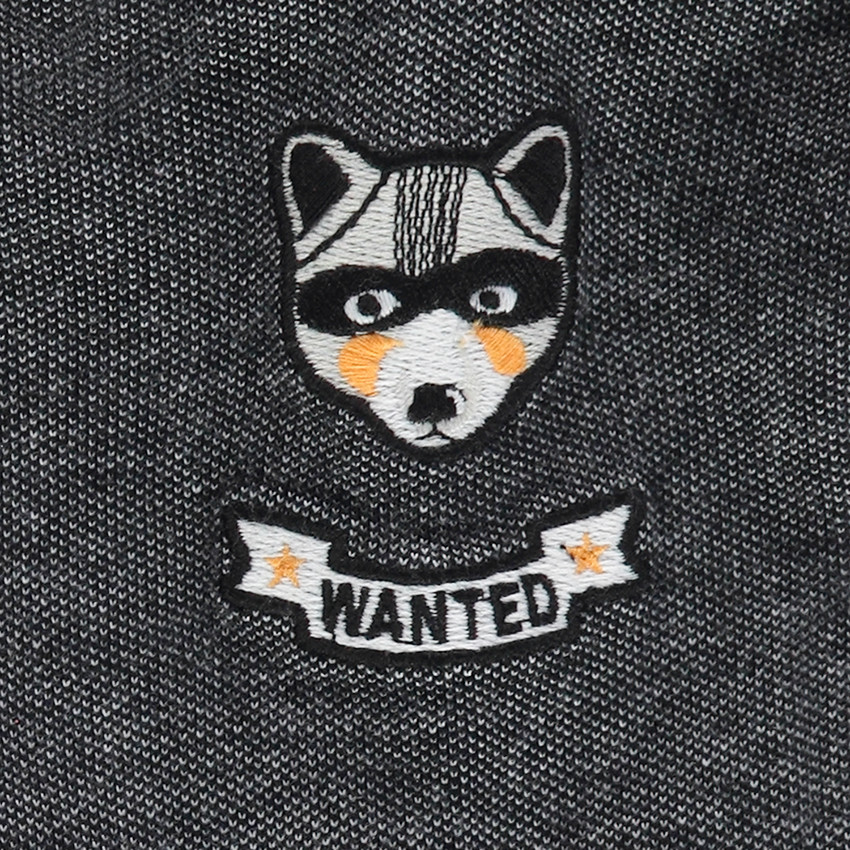 Polo de felpa jaspeada con parches y cuello de fantasía 