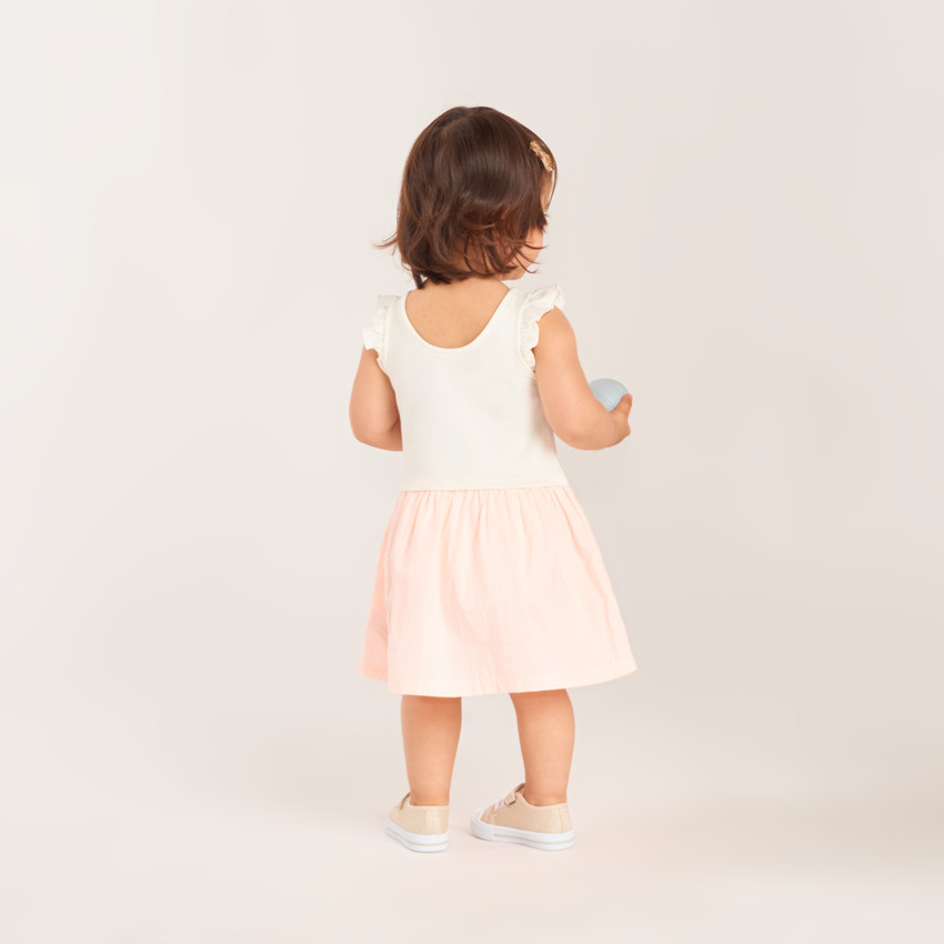 Robe de rayures à manches courtes 2 en 1 pour bébé fille 
