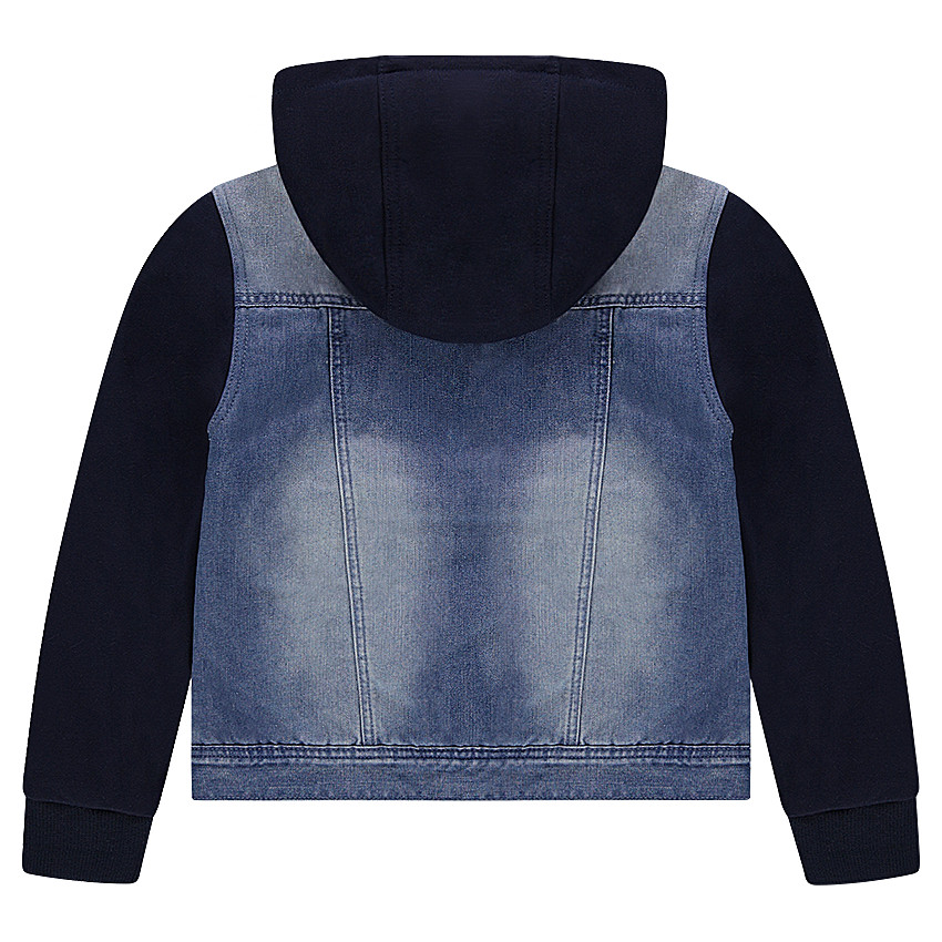 Júnior - Chaqueta vaquera bimaterial efecto gastado con capucha extraíble 