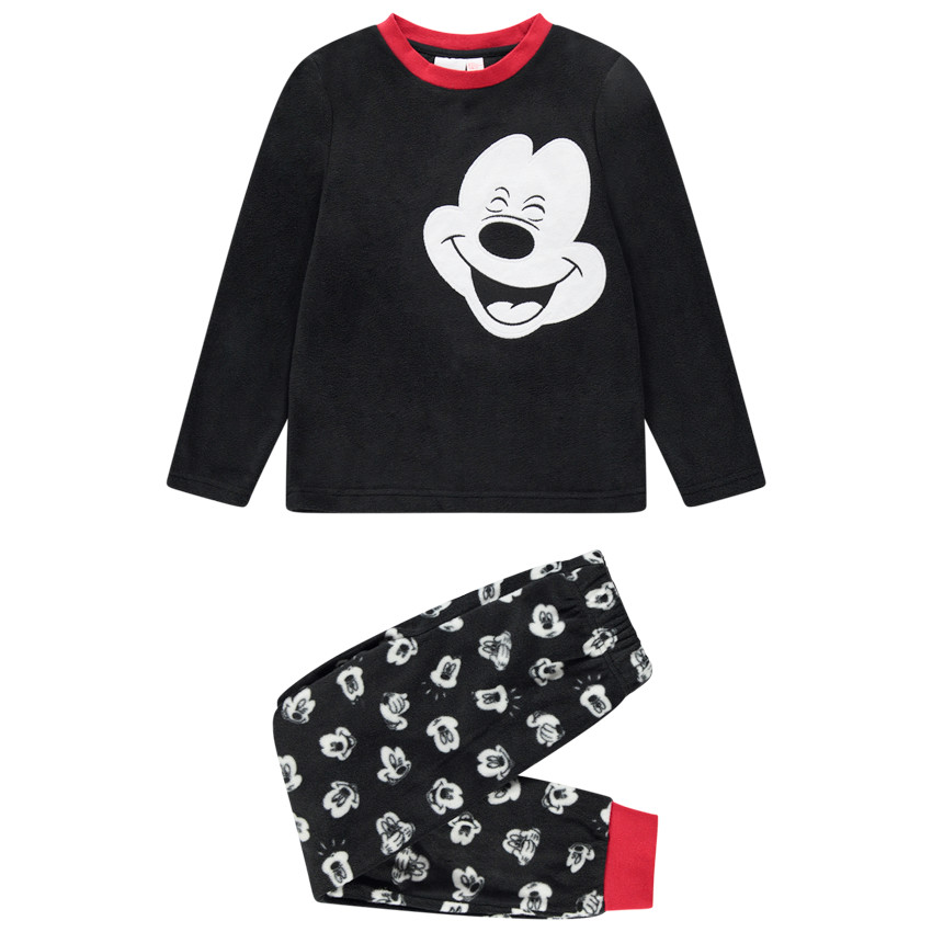 Pijama de polar con dibujo de Mickey y toques rojos 