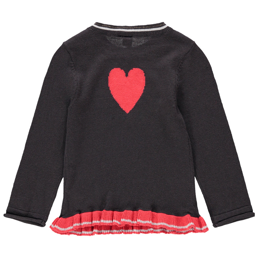 Jersey de punto con pájaro de jacquard y volante rojo  Additional Jersey de punto con pájaro de jacquard y volante rojo