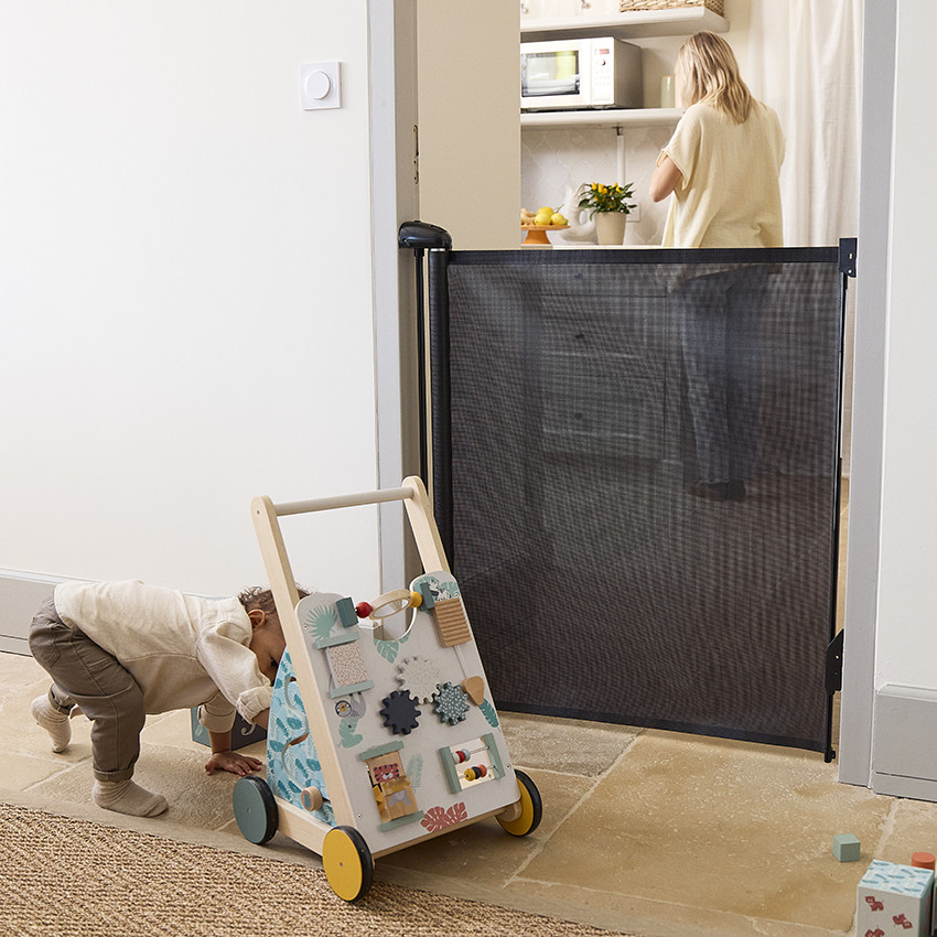 Barrera de seguridad retráctil 150 cm negro 