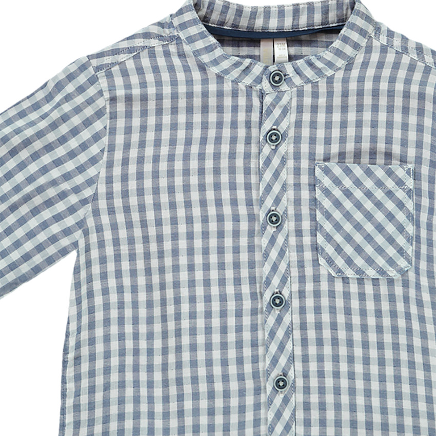 Chemise manches longues col mao en coton pour bébé garçon 