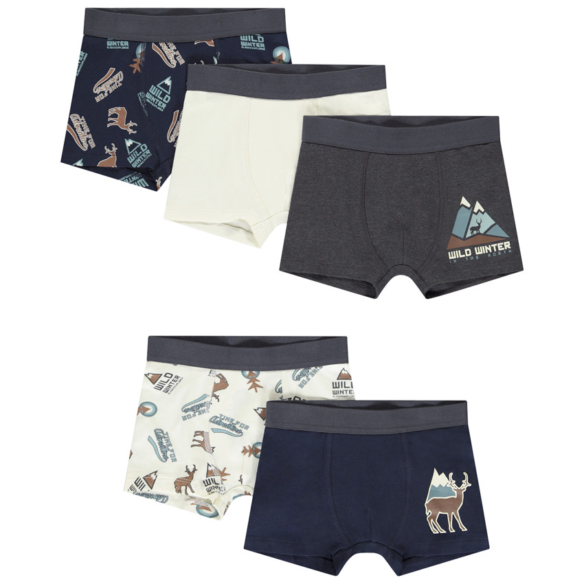 Pack de 5 bóxers con estampado de ciervo para niño 