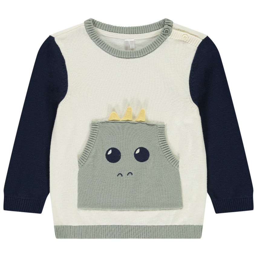 Jersey de punto divertido efecto color block para bebé niño 