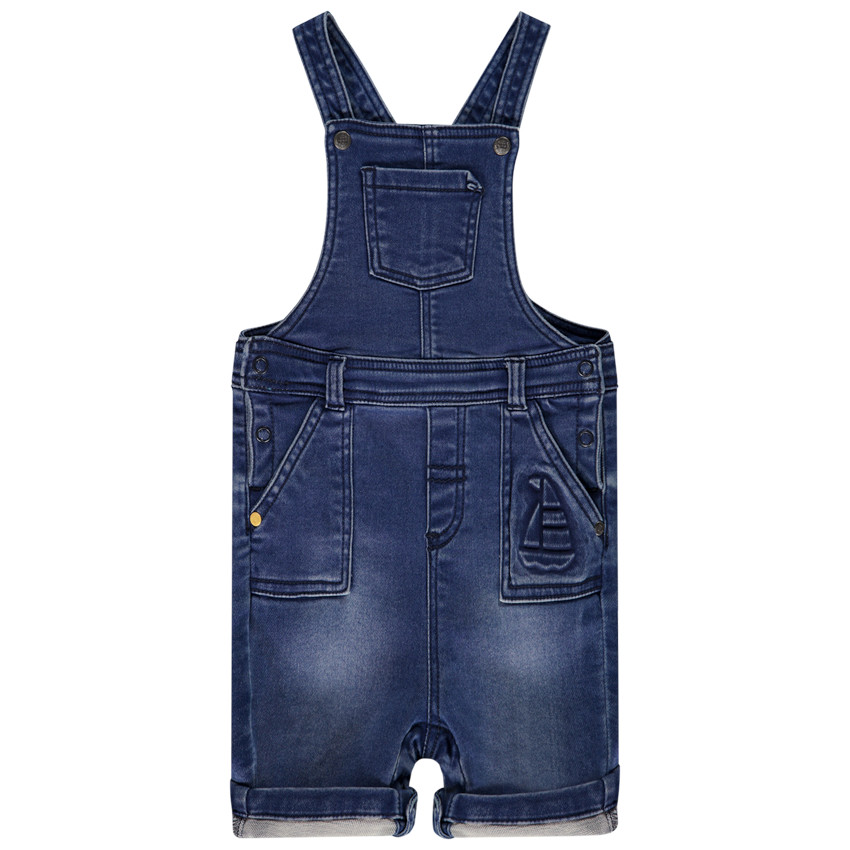 Salopette corta con motivo de velero en relieve para bebé niño 