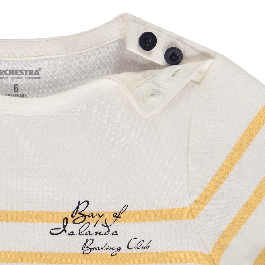 Camiseta marinera de punto grueso para niño con estampado de colocación 