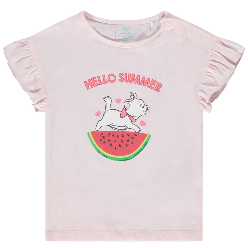 Camiseta de manga corta con estampado de Marie Disney y lentejuelas para bebé niña 