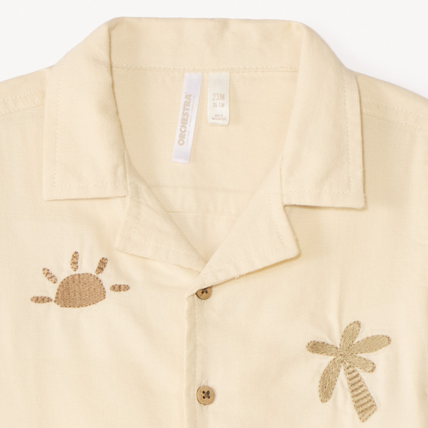 Camisa de manga corta con bordado decorativo para bebé niño 