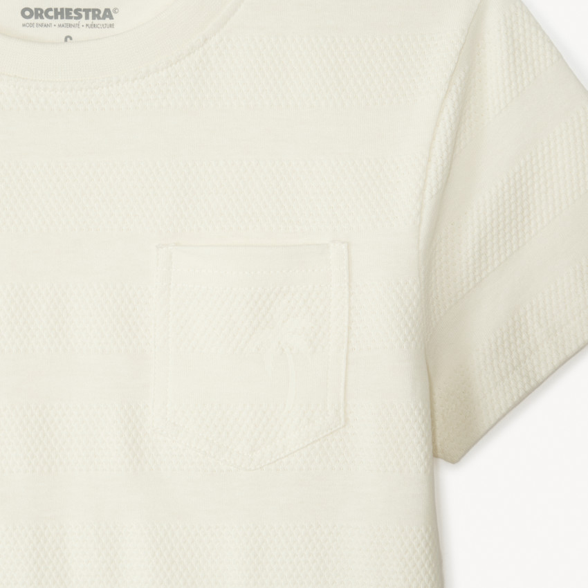 Camiseta de manga corta lisa con bolsillo para niño 