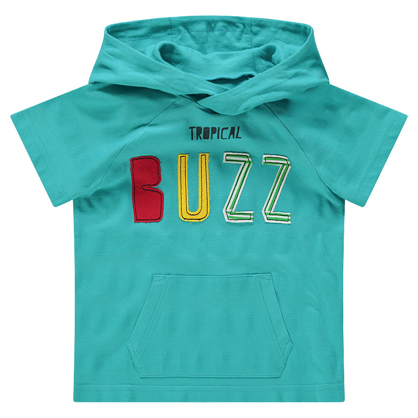 Camiseta de manga larga con capucha e inscripción bordada y bolsillo  Additional Camiseta de manga larga con capucha e inscripción bordada y bolsillo