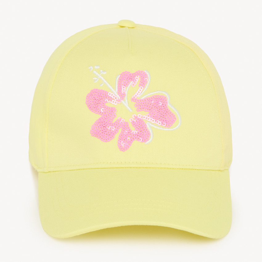 Gorra con estampado de hibisco y lentejuelas para niña 
