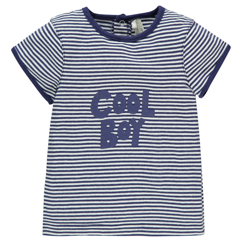 Tee-shirt manches courtes rayé avec inscription printée  