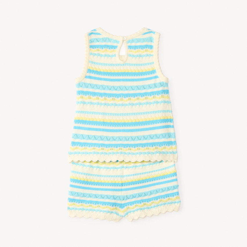 Conjunto de 2 piezas: camiseta sin mangas + pantalones cortos de punto con diseño para bebé niña. 