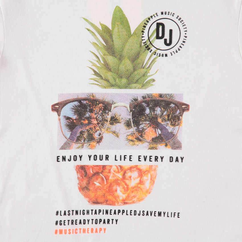 Júnior - Camiseta de manga corta de punto con piña estampada 