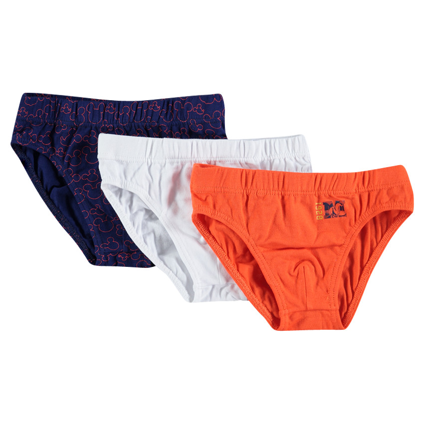 Lote de 3 slips de algodón Disney de color liso / con estampado Mickey 