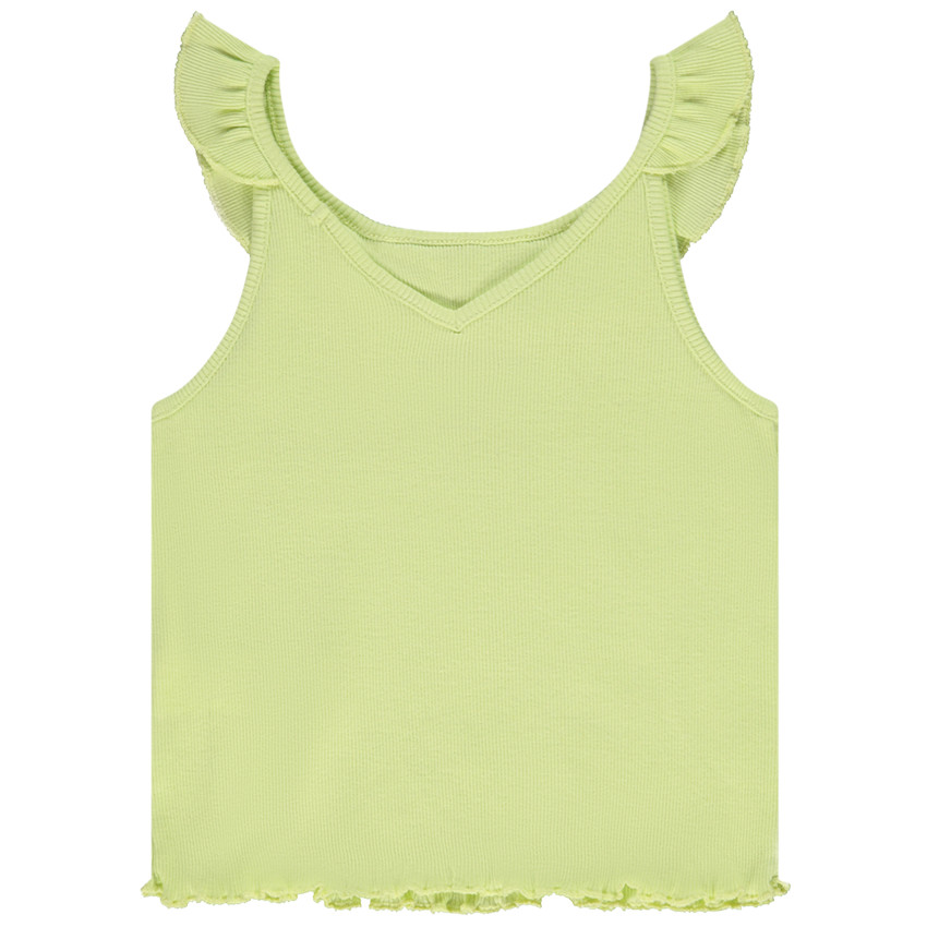 Camiseta de tirantes efecto canalé con cuello volante para niña 