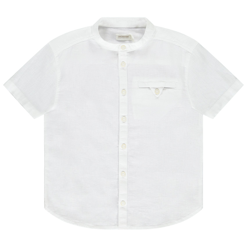 Camisa de manga corta lisa con cuello mao 