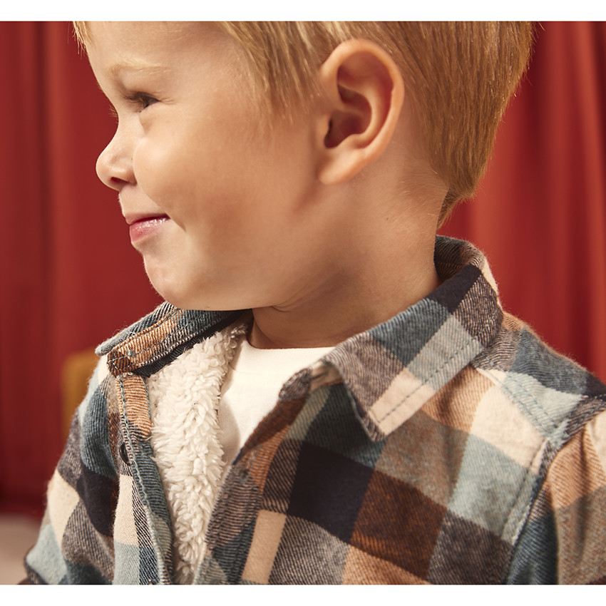 Camisa de franela a cuadros para bebé niño 