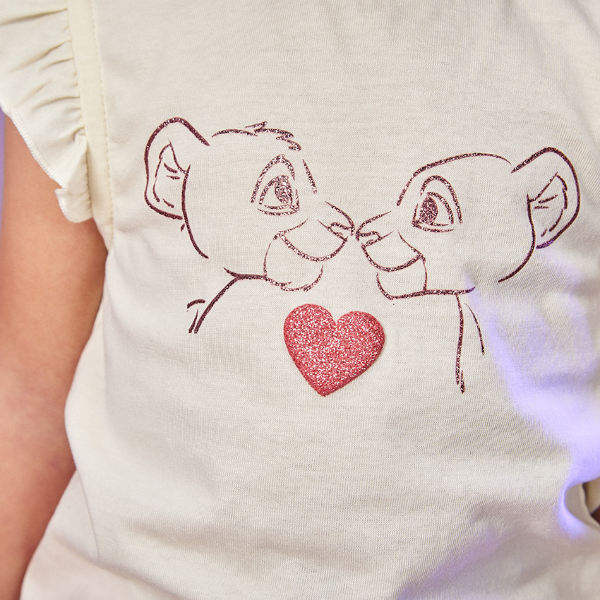 Camiseta manga corta estampado El Rey León para bebé niña 