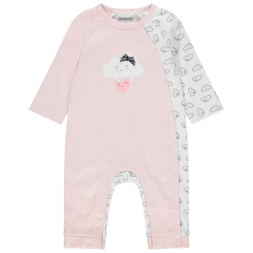 Mono largo de algodón ecológico con nubes estampadas  