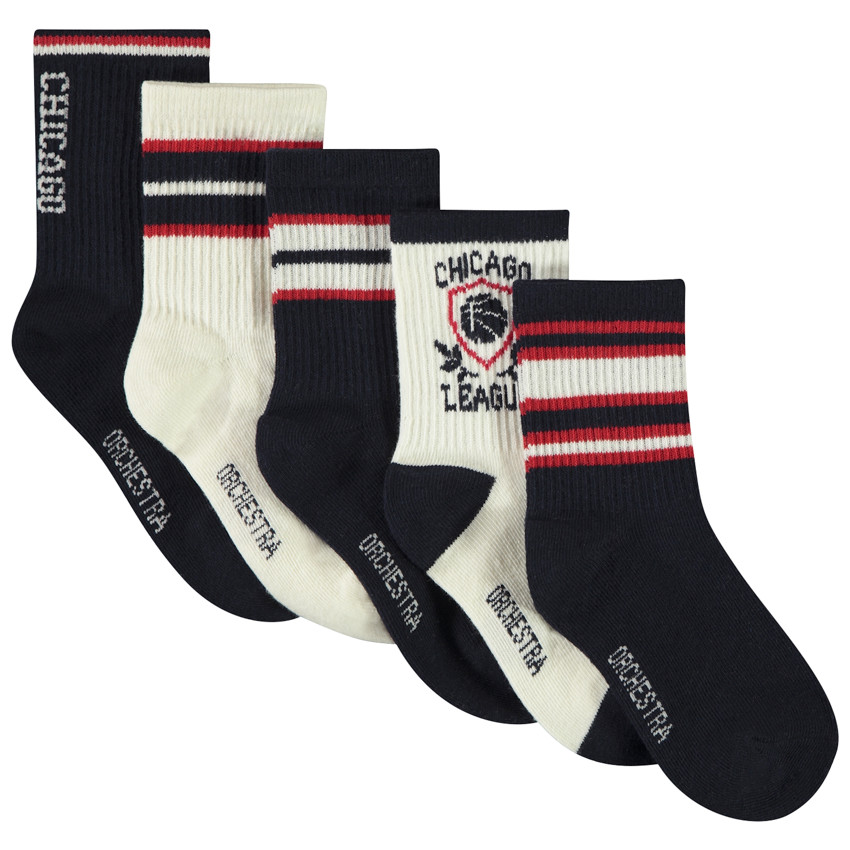 Pack de 5 pares de calcetines tricolores para niño 
