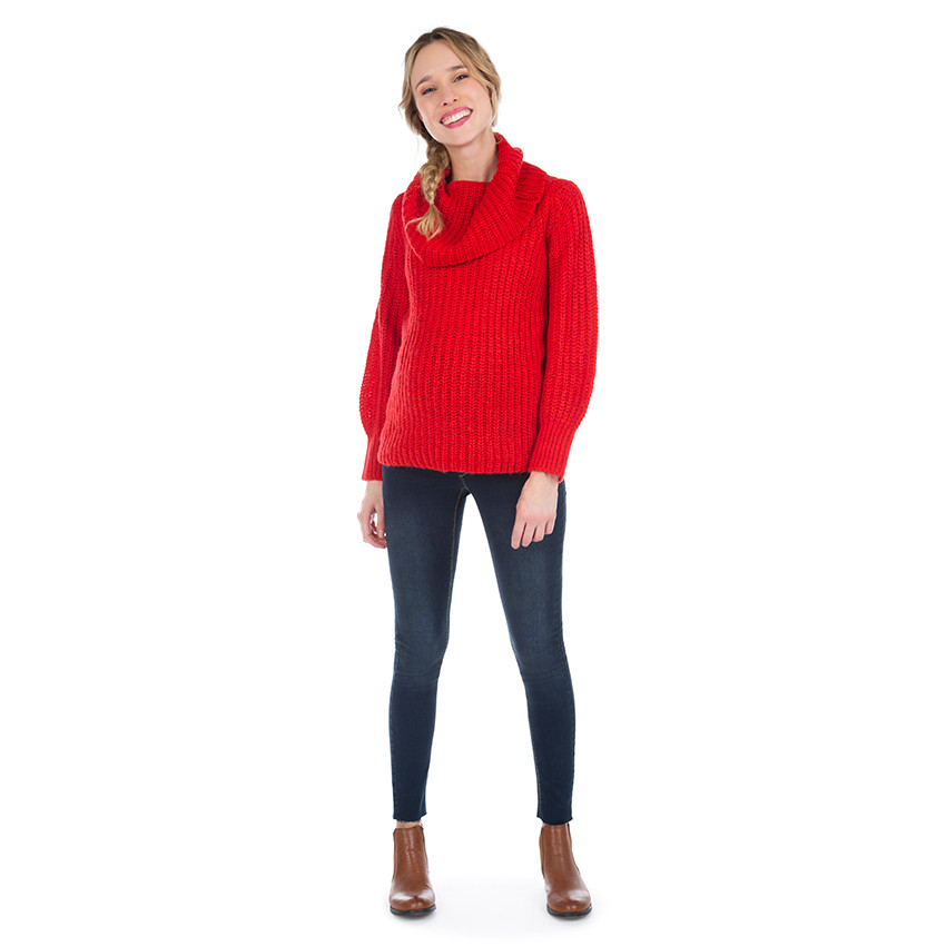 Jersey de premamá con cuello vuelto de punto grueso 