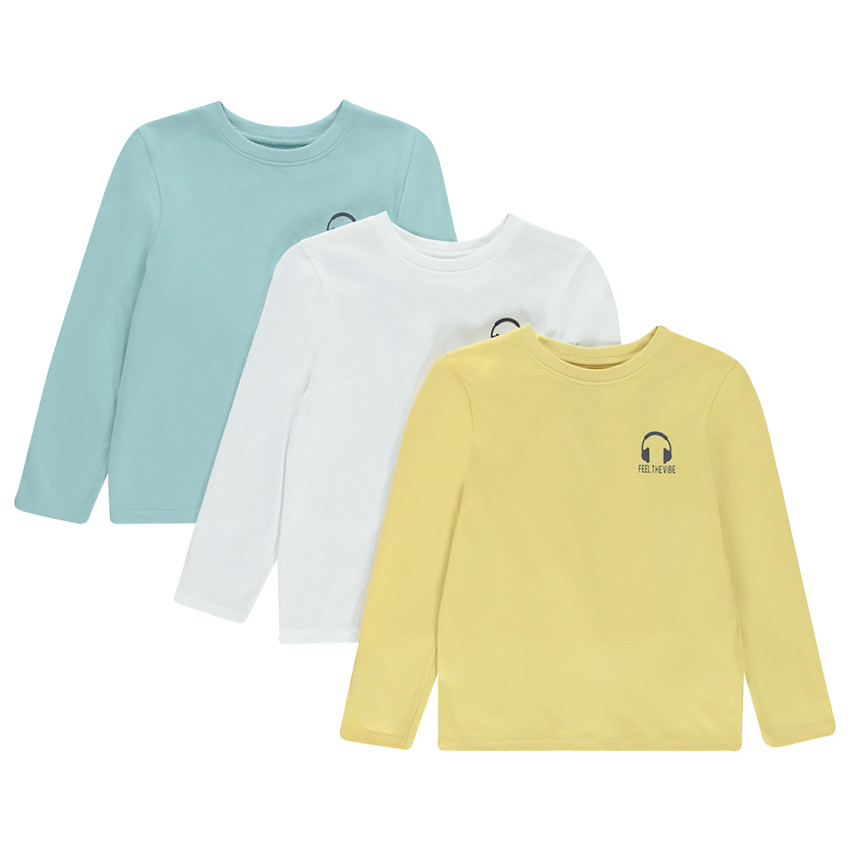 Pack de 3 camisetas de manga larga con print niño 