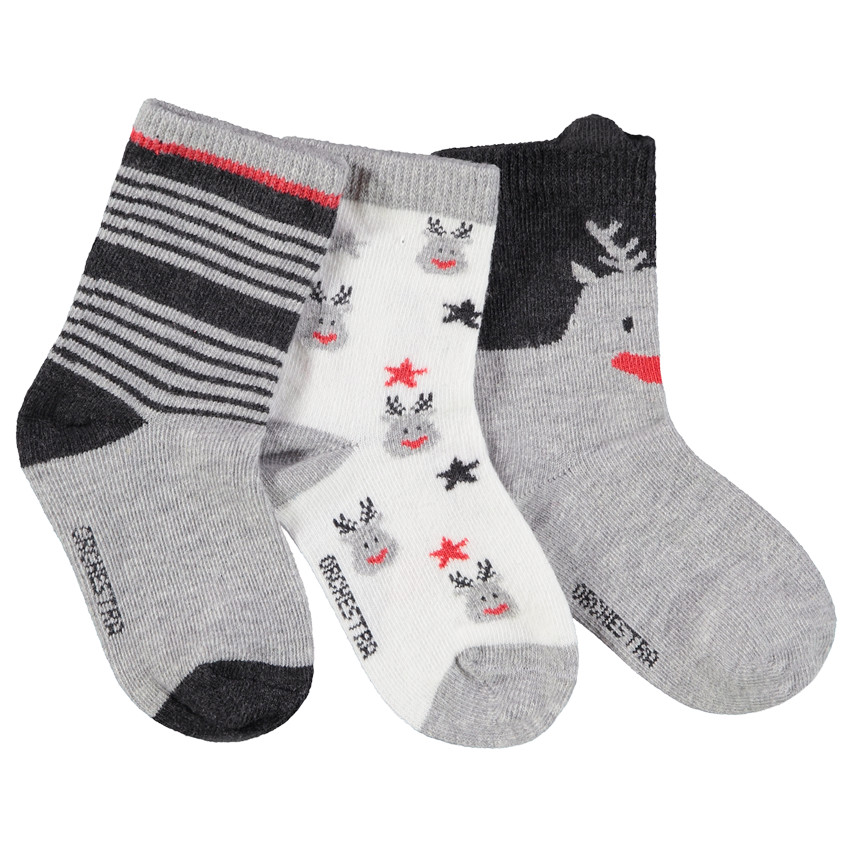 Pack de 3 pares de calcetines navideños para bebé niño 