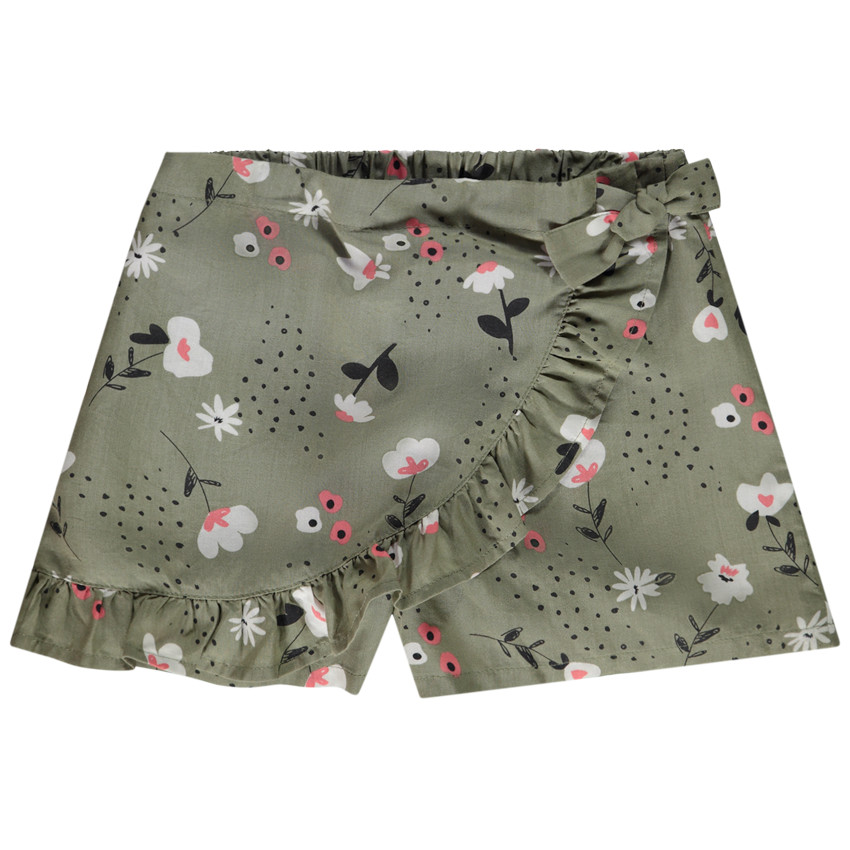 Jupe short en lyocell effet nouée avec imprimé floral pour fille 