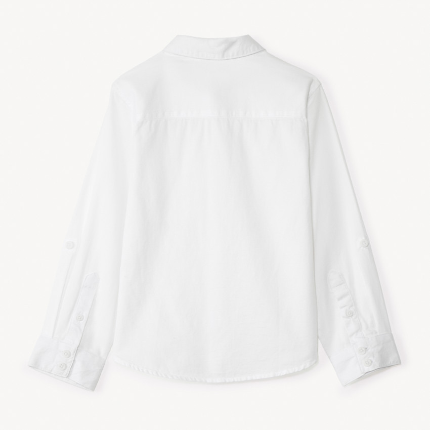 Camisa de manga larga unicolor con corbata para niño 