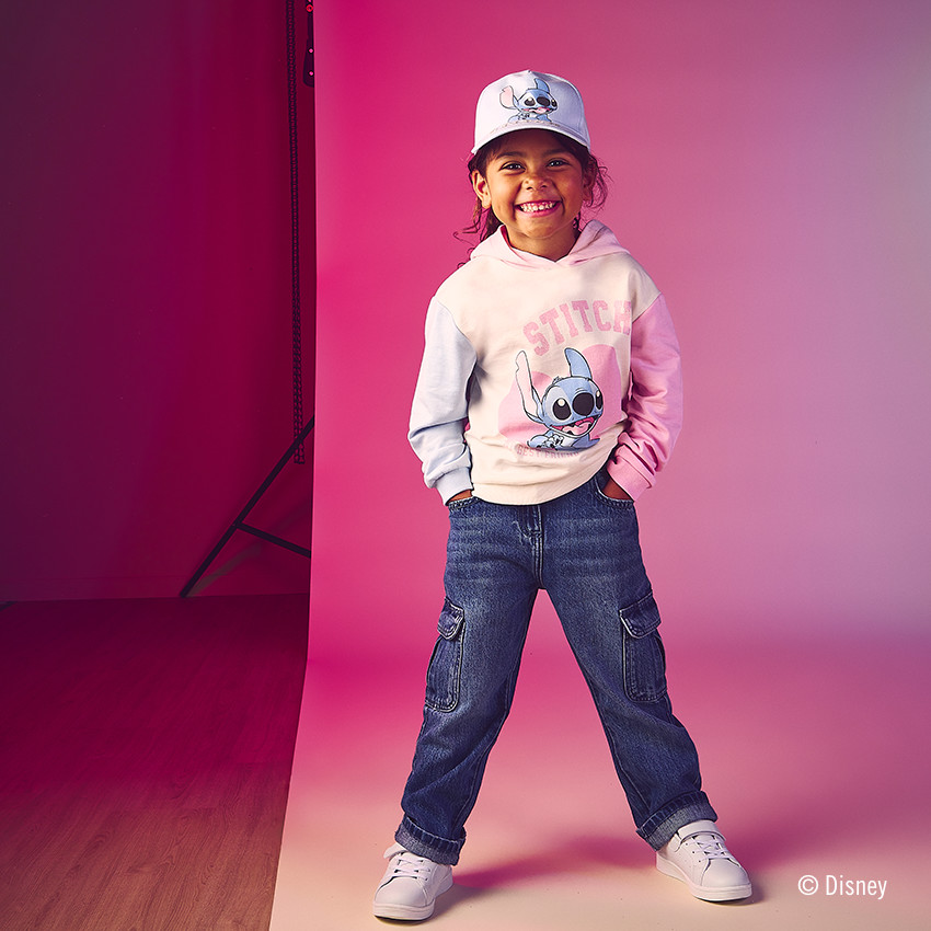 Sudadera con capucha efecto color block Stitch Disney para niña 