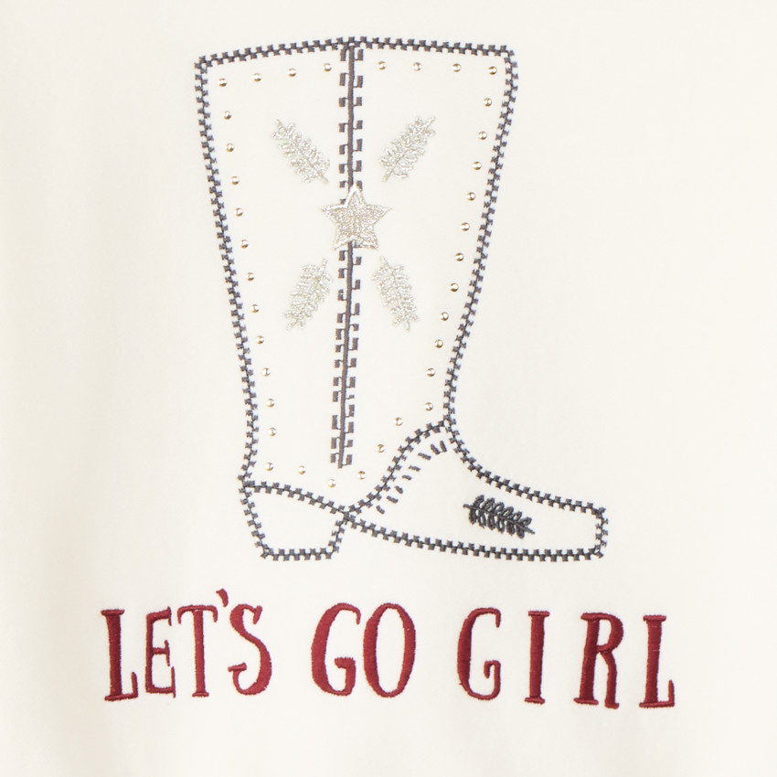 Sweat molleton oversize motif santiag pour fille 