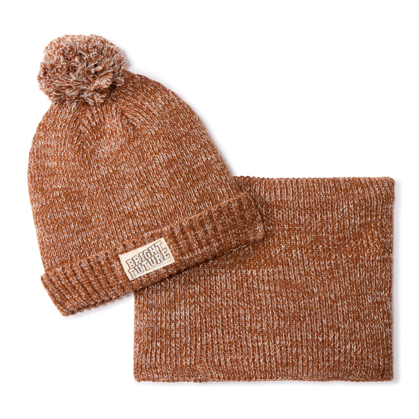 Set bonnet + snood en tricot fantaisie pour garçon 