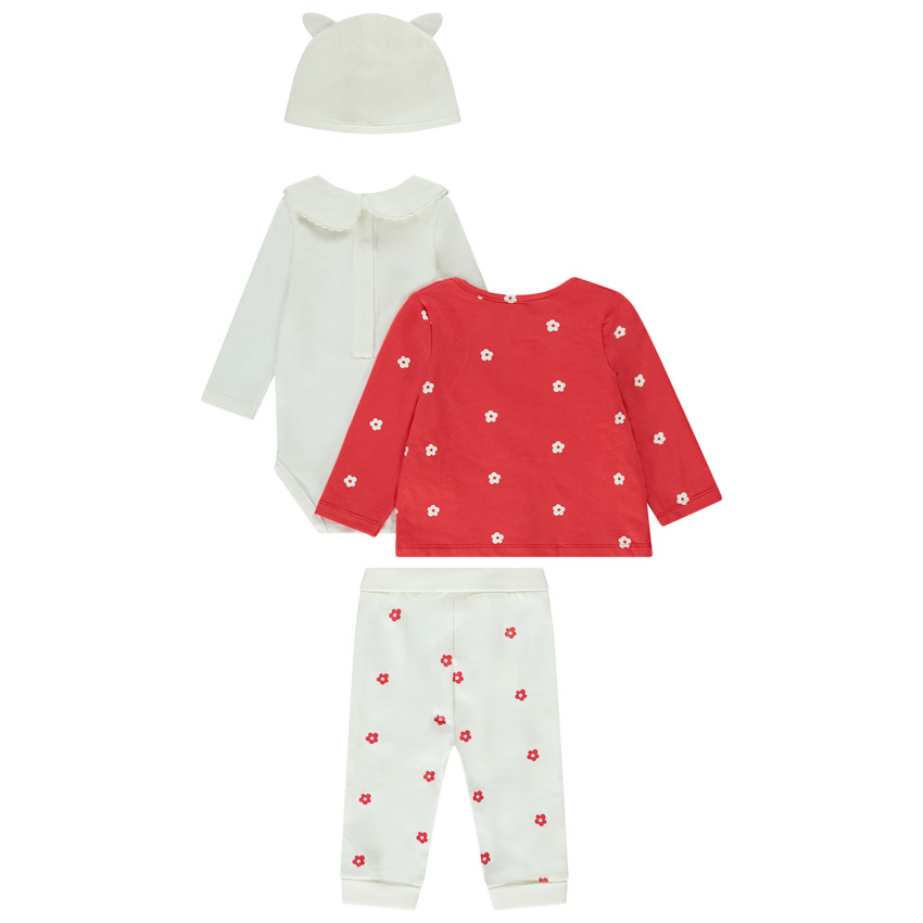 Conjunto 4 piezas estampado flores para bebé niña 