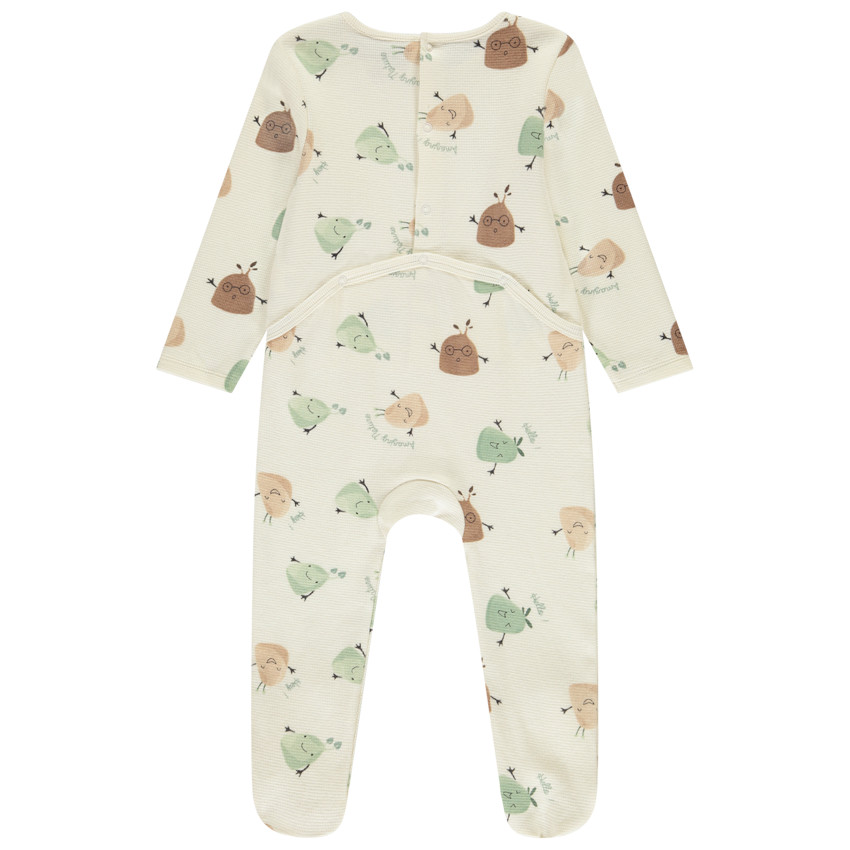 Pelele imprimido criaturas vegetales para bebé niño con aberturas diferentes según la edad 