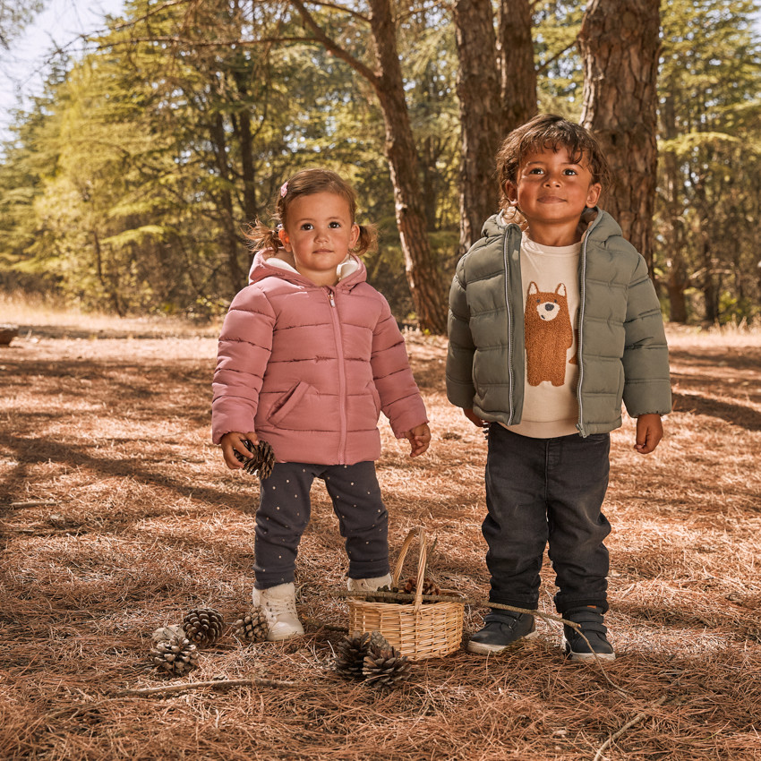 Plumífero con forro interior micropolar para bebé niña 
