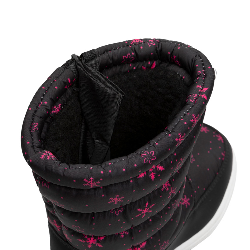 Botas de nieve con cuello acolchado impreso y suela de goma para niña 