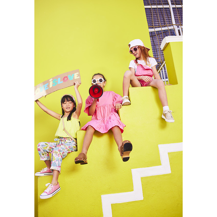 Camiseta sin mangas efecto globo con tirantes fruncidos para niña 