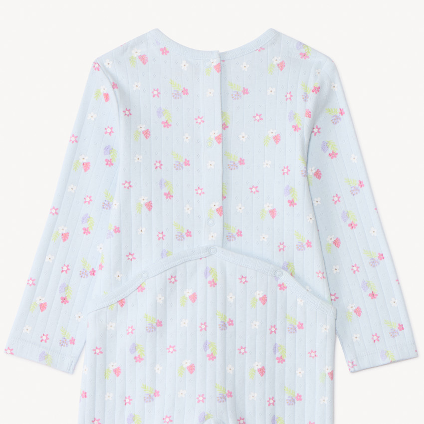 Conjunto pelele y babero con flores para bebé niña con aperturas según la edad 