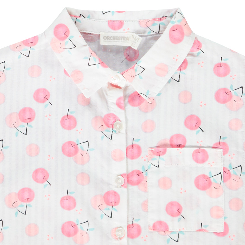 Camisa de manga corta con estampado de cerezas para niña 