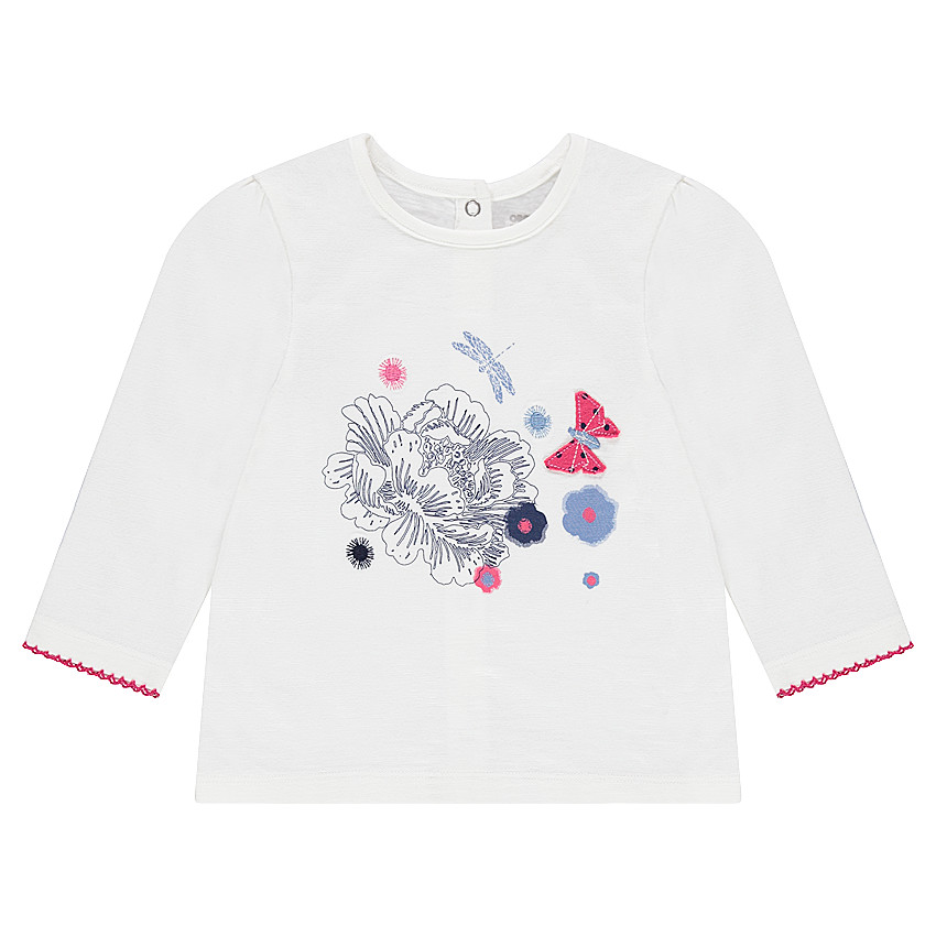 Camiseta de manga larga de jersey con flores estampadas y detalles bordados  Additional Camiseta de manga larga de jersey con flores estampadas y detalles bordados