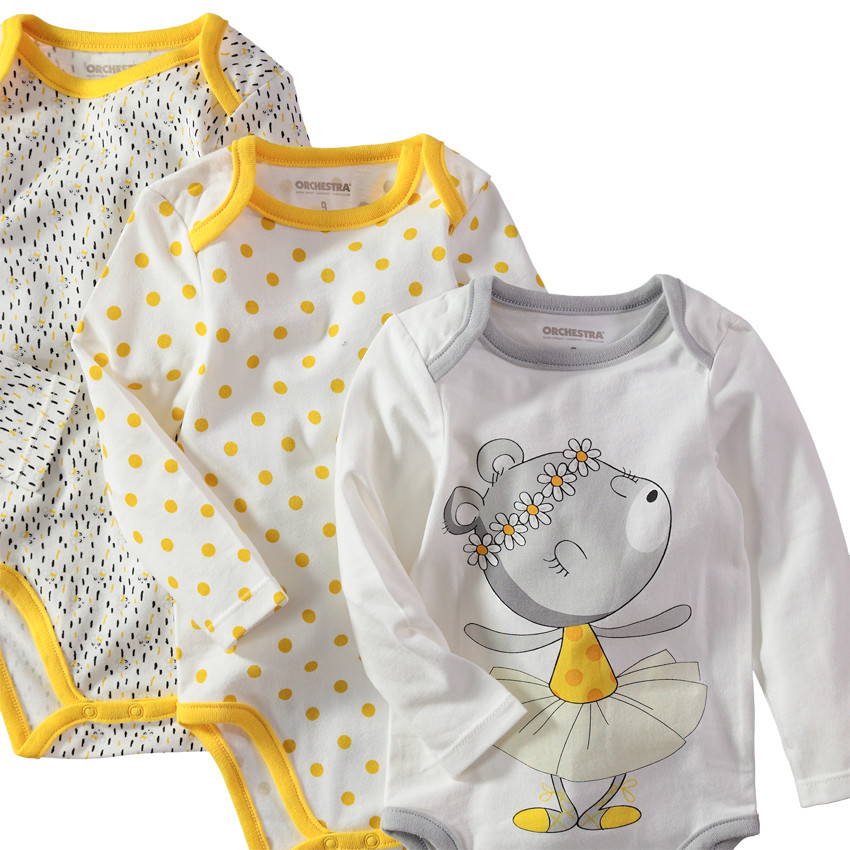 Juego de 2 bodies de manga larga con estampados/lisos con ratoncitos 