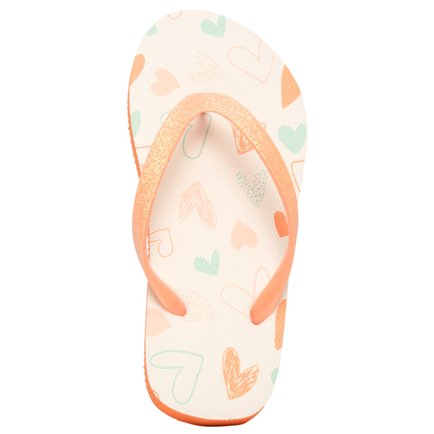Chanclas con tira brillante y estampado de corazones para niña 